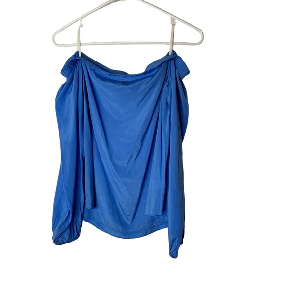 Lilly Pulitzer Sanilla Silk Off the Shoulder Blouse -Blue- Size XS - Picture 2 of 5